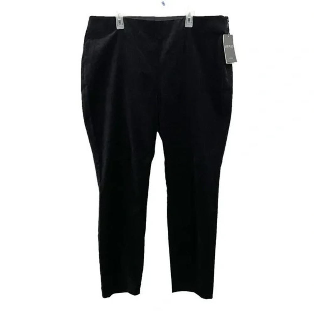 LAUREN Ralph Lauren Black Velvet Pants NWT Stretch Cotton‎ Blend